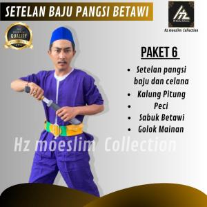 Baju Pangsi Dewasa dan Anak Lengkap Sabuk Peci 9olok Pakaian Adat Betawi Paket 6