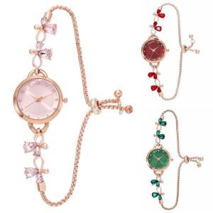 LUXERY Rhinestone Bracelet Watch Adjustable Alloy Chain Watch Fashion Ladies Wristwatch for Women Girls