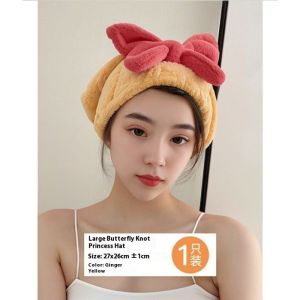 Mũ tắm san hô lông cừu thời trang nữ khăn lau tóc nơ khô nhanh