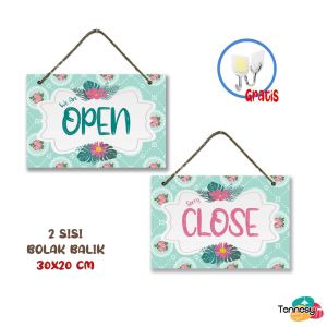 TENNESY PAJANGAN SIGN PINTU OPEN CLOSE TOKO SHABBY VINTAGE 30x20CM HIASAN DINDING GANTUNG WALL DECOR PAJANGAN POSTER DEKORASI KAMAR RUMAH TOKO KAMAR