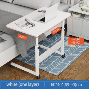 LA (L80/60)cm Adjustable Bedside Laptop Table Computer Table Desk Sofa Side Table With Wheels Height Adjustable Table Bedroom Table Multifunctional Meja Belajar Meja Komputer Portable Computer Desk Beside Baby StudyTable
