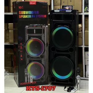 ลำโพงบลูทูธ รุ่น KTS-1707 ฟรีไมค์ลอยและไมค์สาย/รีโมท ดอกลำโพง10นิ้ว2ดอก เสียบเครื่องดนตรีได้ เสียบไมค์สายเพิ่มได้ ตัวใหญ่เสียงแน่น รองรับAUX TF USB ปรับปิดไฟได้