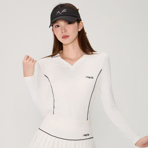 Áo quần chơi gôn nữ mùa mùa thu mới/đông. Áo phông cổ chữ V thời trang dài tay cho phụ nữ. Thiết kế cho một con số mỏng hơn. Nhanh khô và thoáng khí. Chất liệu đàn hồi cao cấp cho Comfort. Bộ Váy thể thao giải trí cao ngoài trời chất lượng.