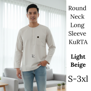 Baju Kurta Lelaki Osaka Cotton – Round Neck Long Sleeve Plus Size (S–3XL) || Men’s Cotton Round Neck Long Sleeve Kurta