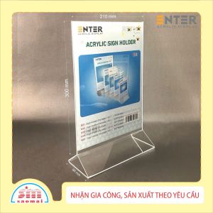 Kệ 2 mặt mica Enter E01 210x300mm chân tam giác A4 đứng