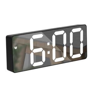 Contemporary LED Digital Alarm Clock with Alarm Dimming Feature Snooze Function and Mirror Display for Modern Space