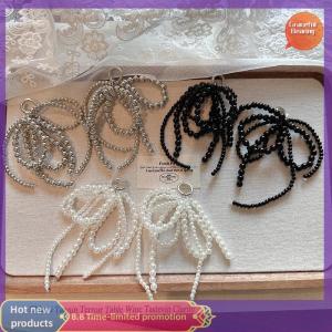 Graceful 1ชิ้นแฮนด์เมดคลิปหนีบรองเท้าลูกปัดมุกสองชั้นทรงโบว์ประดับจี้กระเป๋าเครื่องประดับพวงกุญแจ