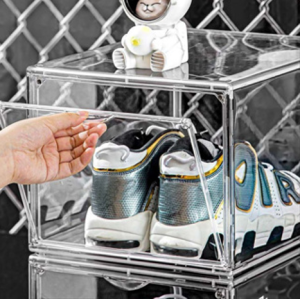 Stackable Shoe Box Transparent Shoe Rack Big Capacity Magnetic Acrylic Display Storage Space Saving Shoes Cabinet