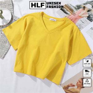 Áo croptop thun trơn nữ cổ tim cực năng động trẻ trung HLFashion