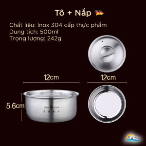 Bát Hấp Trứng Kiểu Hàn Quốc Inox 304 SSGP 12cm Tô Có Nắp Đựng Canh Súp Chén Inox Giữ Nhiệt Xếp Chồng Cao Cấp Đạt Chất Lượng LFGB Đức