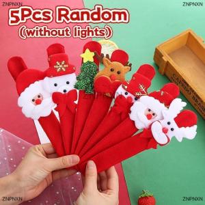 [COD] ZNPNXN 5Pcs Christmas Clap Bracelets Cartoon Santa Claus Snowman Reindeer Papa Circle Wristbands Holiday Party Childrens Gifts