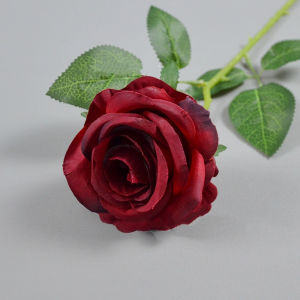 ดอกกุหลาบสีทองประดิษฐ์ก้านเดี่ยวกุหลาบดำดอกกุหลาบดอกกุหลาบผ้าไหมสีเงินดอกไม้ปลอมของตกแต่งงานแต่งงานในบ้าน