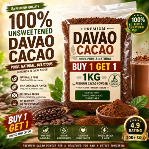 [BUY 1 GET 1] Premium Pure Cacao Powder | No Suger Added | Cocoa Davao Mindanao Healthy Chocolate Drink | Certified Organic 100% Pure and Natural