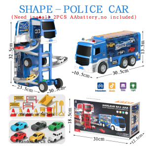 Transforming Police Car Ambulance Tank Space Toy Multifunctional Toys With Light Music Gift for Kids