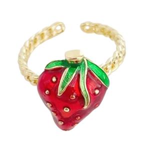 Sweet Strawberry Opening Rings Sturdy Alloy Materials Decoration for Trendy Trendsetters and Lovers