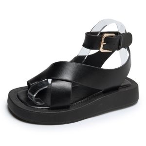 [Free Shipping] WomenS Summer Sandals 2025 New Style Student Comfortable Korean Version Thick-Soled Cross Roman Shoes For Women