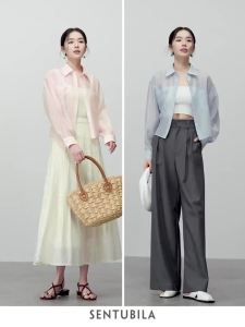 SENTUBILA Lyocell Women Shirt 2026 Spring Summer Lapel Neck Long Sleeve Crop Solid Pockets Lace-up Female Cozy Blouse 142C543232026