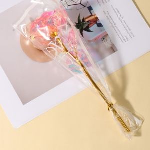 PRIMEPICKGLOBAL Colourful Gold Foil Rose Flower Glowing LED Lights Artificial Rose Flower Creative Photography Props Wedding Fake Flower Valentines Day