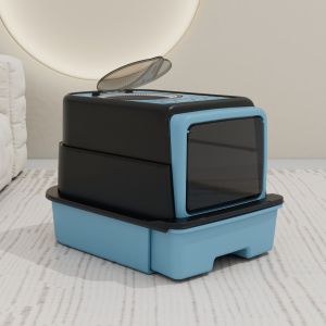 Hộp vệ sinh mèo kín hoàn toàn cho mèo con đồ dùng cho mèo nhà vệ sinh mèo lớn có cửa trên chống cát hộp phân nhỏ chống mùi