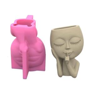 แม่พิมพ์ซิลิโคน DIY กระถางดอกไม้ใหญ่สำหรับหัวตุ๊กตาสำหรับชาวไร่แม่พิมพ์อีพ็อกซี่สำหรับงานหล่องานฝีมือแฮนด์เมด