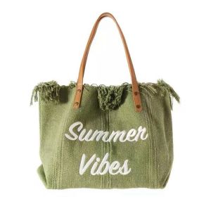 HEFEI Túi sinh thái nhẹ Dành cho sinh viên Văn Học Túi đựng đồ Túi sinh viên Túi mua sắm Thêu Sức chứa lớn Chữ cái Túi Đeo Vai Nữ Túi tote Túi Vải Hàn Quốc Túi xách nữ