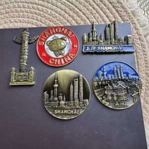 1pc Travel Souvenir Metal Fridge Magnet from China BeijingShanghai World Landmarks Scenery Refrigerator Magnet Home Decor