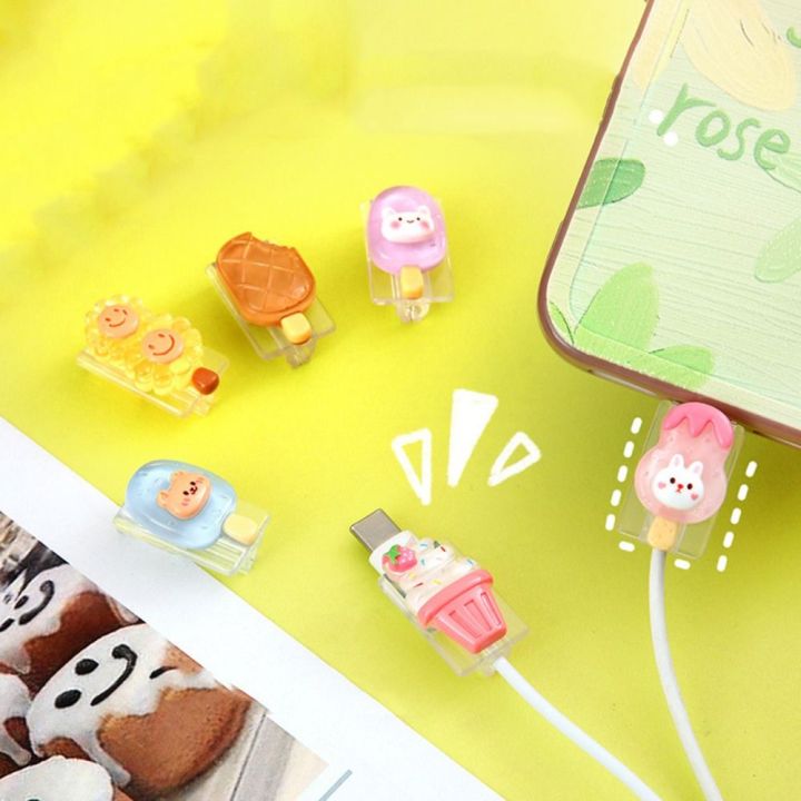 WUPU6 Cute Mobile Phone Line Soft Cover Charger Wire Holder 3D Cartoon