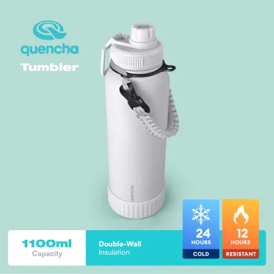 QUENCHA 18oz. & 37oz. Insulated Tumbler Leak Proof Keeps Cold 24H with FREE Paracord & Boot