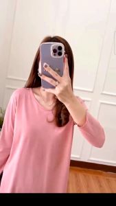 VNECK OverSize Lengan 7/8 / Baju Kaos V-neck Wanita Kaos V-neck Wanita Slid Samping / Atasan T-Shirt