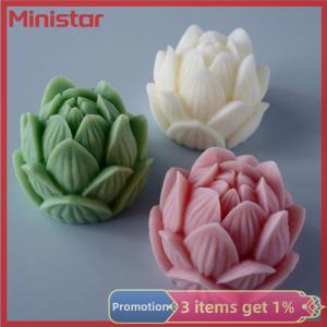Ministar Aromatherapy Candle Silicone Mold 3D Lotus Flower Shape Soap Silicone Mould DIY
