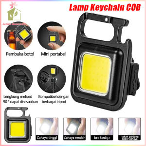 Senter Mini LED COB Gantungan Kunci Besi Lampu Kecil Keychain Camping Alumunium Cas USB Type-C