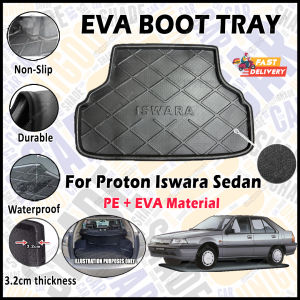 ✨ For Proton Iswara Sedan All Generation EVA Copolymer Car Boot Tray Luggage Cargo Trunk Tray Dulang But Kereta Durable Easy Clean 100% Custom Fit Waterproof Tahan Lama Senang Pasang Senang Cuci Kalis Tahan Lama Air 汽车后箱垫