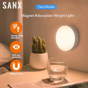 SANX LED PIR Wireless Motion Sensor Night Light USB Charging Magnetic Smart Night Lamp for Bedroom Stairs Cabinet Wardrobe Kitchen