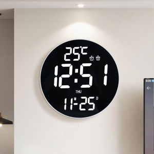 JD-15 Jam Digital Dinding LED Besar 11.3 inci Dapat Remote kontrol Tampilan Tanggal Jam Suhu Temperator Alarm
