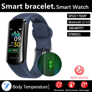 TK30 Smart Watch Blood Glucose Sugar Smartwatch For Men Women Body Temperature Heart Rate Blood Pressure Oxygen Monitoring IP68 Waterproof Bluetooth Sport Bracelet
