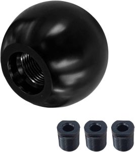 BDZMC Round Ball Car Gear Shift Knob with 3 Adapters M8 M10 M12 (Black)