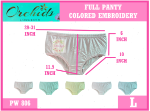 ORCHIDS FULL HALF DOZEN HIGH WAIST COLORED EMBROIDERY ADULT PLUS SIZE MATERNITY LOLA PANTY
