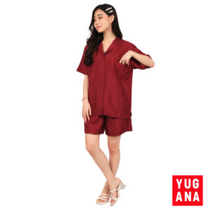 YUGANA - IVORY Setelan Wanita Jumbo Lengan Pendek