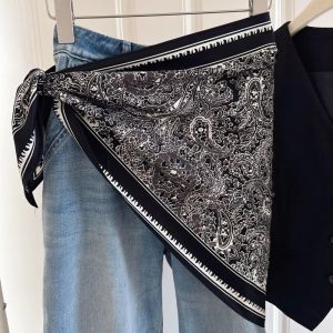 RJQFNG Multi-functional Floral Triangle Scarf Silk Satin Matching Pants Decorative Headscarf Fashion Womens Necktie Summer