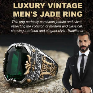 【Luxury Vintage】Mens Emerald Green Ring Mens Jewelry/Gift For Him/Classic Design/Vintage Accessories/Male Ring