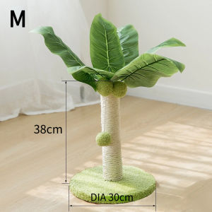 SKISOPGO Cat Scratching Post for Kitten Cute Green Leaves Cat Scratching Posts with Sisal Rope Indoor Cat Tree Pet Toys With Ball