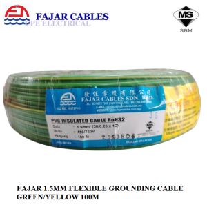 100M - FAJAR 1.5MM 1C Multi-strand GROUND EARTH GROUNDING FLEXIBLE PVC INSULATED CABLE GREEN/YELLOW