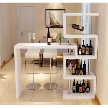 HOME FACTOR Bar table White+Black rotating bar table dining table partition bar counter computer tab