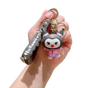 CRNGW ฮาโลวีน พวงกุญแจ Kuromi ฮาโลวีน การ์ตูนลายการ์ตูน ฟักทองฟักทองฟักทอง พวงกุญแจ Kuromi พวงกุญแจรูปกุญแจ น่ารักน่ารักๆ จี้ตุ๊กตาคุโรมิ ของขวัญสำหรับเด็ก