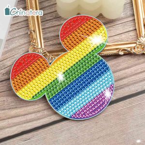Chinatera 5D Diamond Painting Set with Bead Cartoon Pattern Stitch Mouse Duck Full Drill DIY Rhinestone Coaster Wooden Cup Cushion Insulation Pad Placemat Handmade Crafts Cup Mat Home Decor Gift