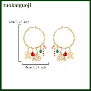 tuokaiguoji Christmas Tree Drop Earrings For Women Zircon Snowman Bell Earring Party Jewelry