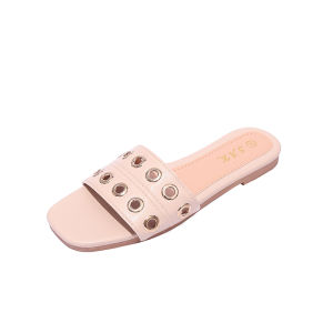 SAK.FOOTYWEAR New Elegant Women Flat Sandals with Embellished Grommet Detail AK-36