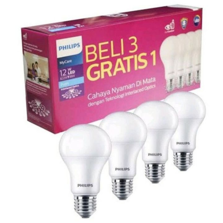 Lampu Philips LED [PACK] Bulb 12W E27 6500K 230V A60-MyCare (PROMO ...