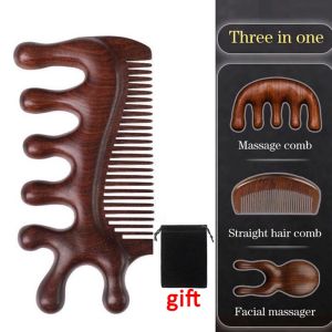 Multifunction Meridian Massage Comb & Sandalwood Head Massager: Facial Lifting & Blood Circulation