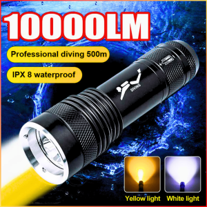 NEW COD Genwiss Senter Selam + Baterai 26650 5000mAh + Cas LED Diving Waterproof Warm dan Cool White